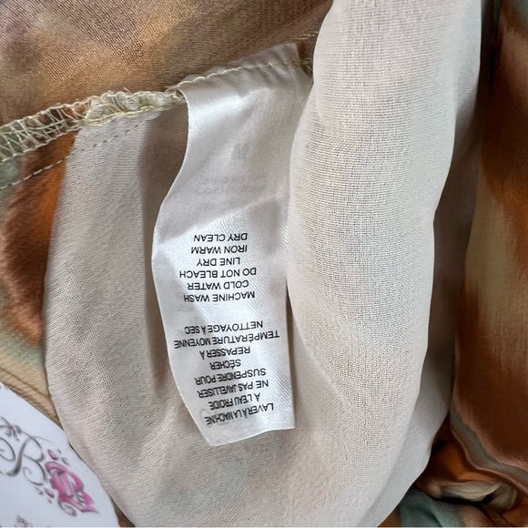 Dynamite blouse tie up swirls ribbon bow front brown Multicolor Tie-Front Blouse - Picture 9 of 11